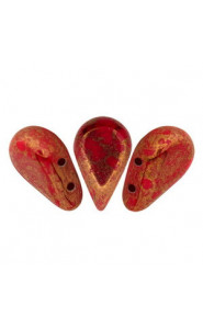Les perles par Puca® Amos beads Opaque coral red bronze 93200/15496